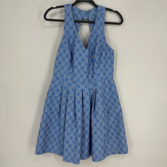 Banana Republic Fit & Flare Dress 10P Floral Jacquard Halter Sleeveless - Picture 1 of 8
